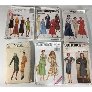 Sewing Patterns Mixed 6 Lot Women's Dresses Size 6,8, 10,12,14,16 VTG Uncut A13